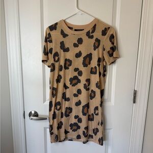 Forever 21 Tan and Black Leopard Print Shirt Dress